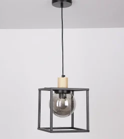 Lampa wisząca Retro 2 czarny 1x40W E27  klosz dymiony