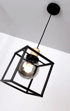 Lampa wisząca Retro 2 czarny 1x40W E27  klosz dymiony