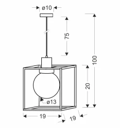 Lampa wisząca Retro 2 czarny 1x40W E27  klosz dymiony