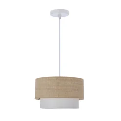 Lampa wisząca Ritana biały 1x60 E27  abażur beżowy+biały