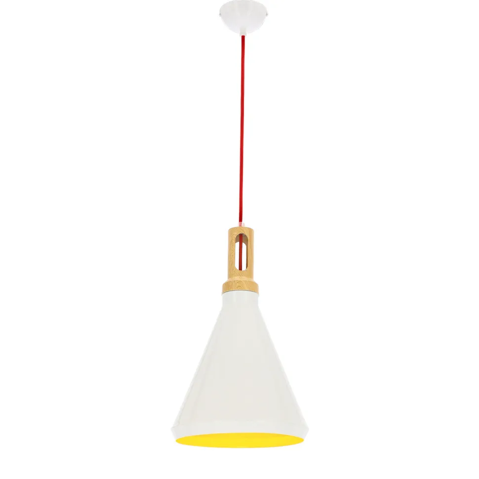 Lampa wisząca Robinson 26 1x60W E27 biały / wnętrze żółte