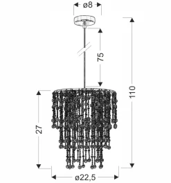 Lampa wisząca Roni 1x60W E27 abażur  chromowy