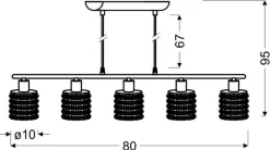 Lampa wisząca Royal 5x40W G9  chrom+kryształki czarne