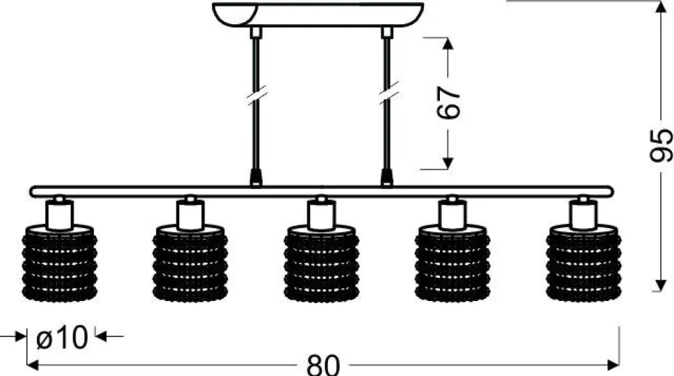 Lampa wisząca Royal 5x40W G9 chrom+kryształki czarne