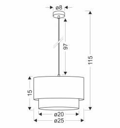 Lampa wisząca Ruben biały 1x60 E27  abażur orzechowy+biały