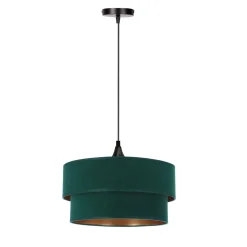 Lampa wisząca Scopello czarny 1x60 E27  abażur duo 35+30 velur but.zieleńzłoto