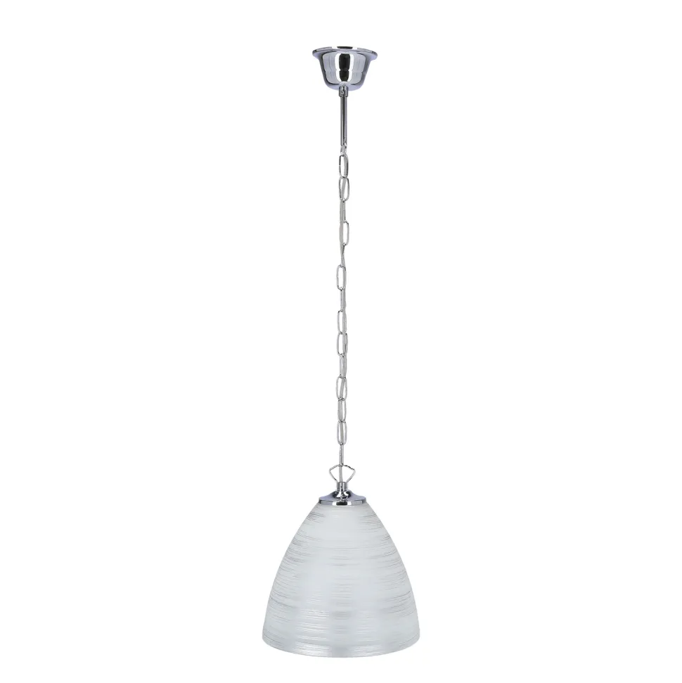 Lampa wisząca Scordia chromowy 1x60W E27 klosz biały+srebrny