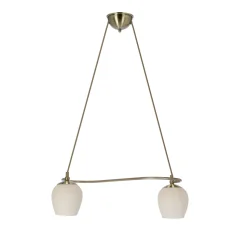Lampa wisząca Serano patynowy 2x60W E27  klosz kremowy