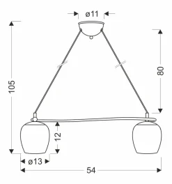 Lampa wisząca Serano patynowy 2x60W E27  klosz kremowy