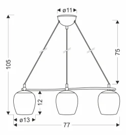 Lampa wisząca Serano patynowy 3x60W E27  klosz kremowy
