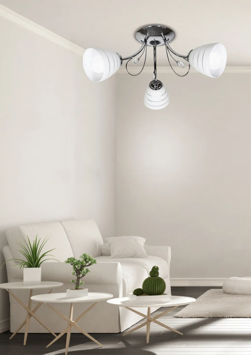 Lampa wisząca Simpli 3*40W E27 chrom z kryształkiem+klosz z paskiem