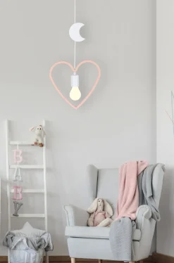 Lampa wisząca Single hm 1x20W E27 iq  kids różowy+biały