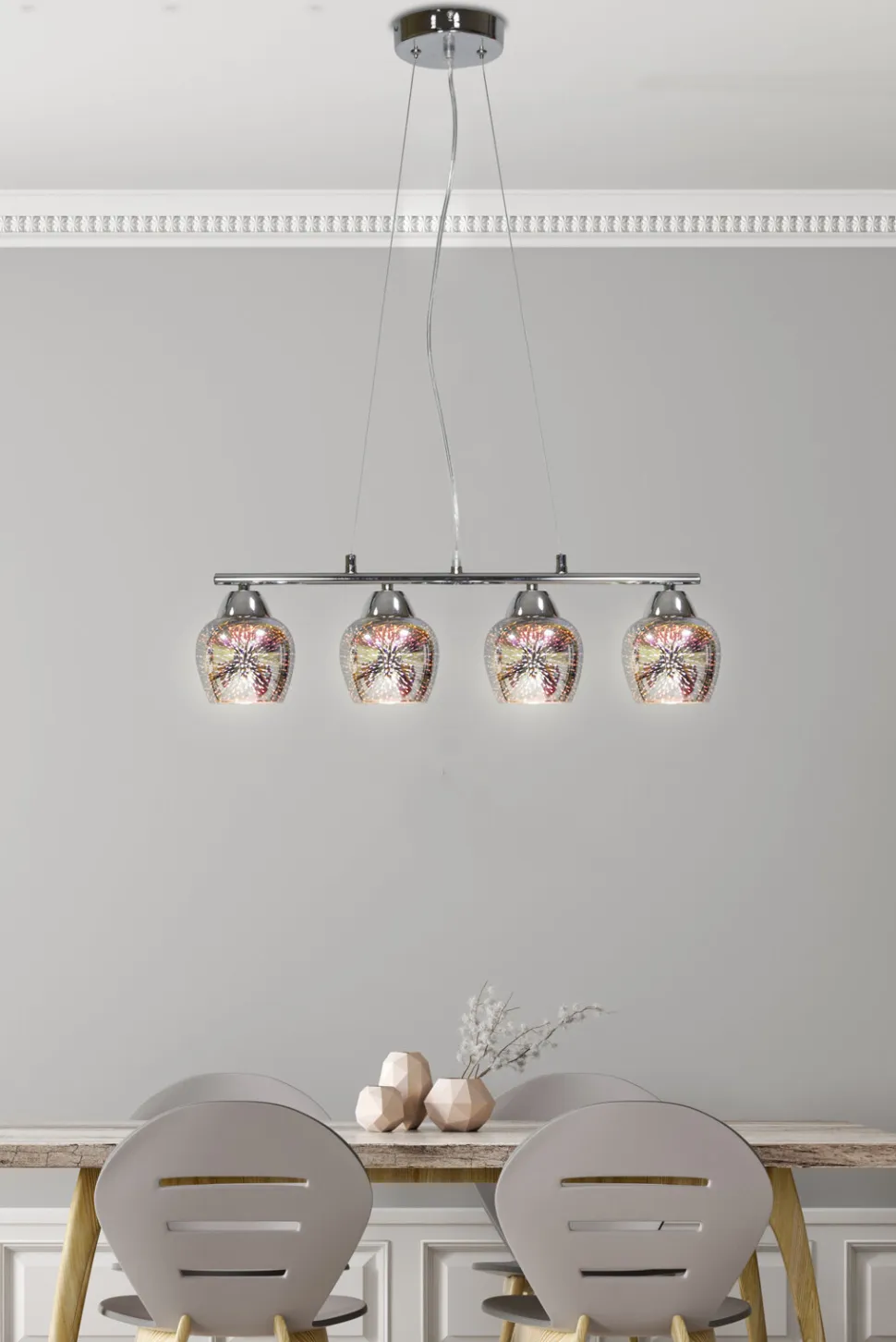 Lampa wisząca Sirius 4x60W E27 chrom 3d