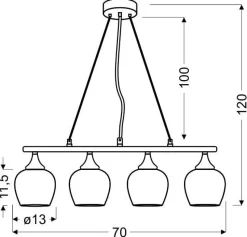 Lampa wisząca Sirius 4x60W E27 chrom 3d