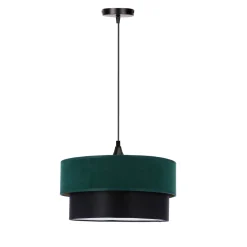 Lampa wisząca Solanto czarny 1x60 E27 abażur duo 35+30 but.zieleńzłoto +czarny