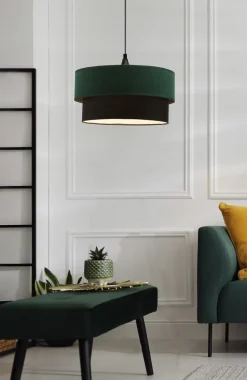 Lampa wisząca Solanto czarny 1x60 E27  abażur duo 35+30 but.zieleńzłoto +czarny