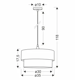 Lampa wisząca Solanto czarny 1x60 E27  abażur duo 35+30 but.zieleńzłoto +czarny