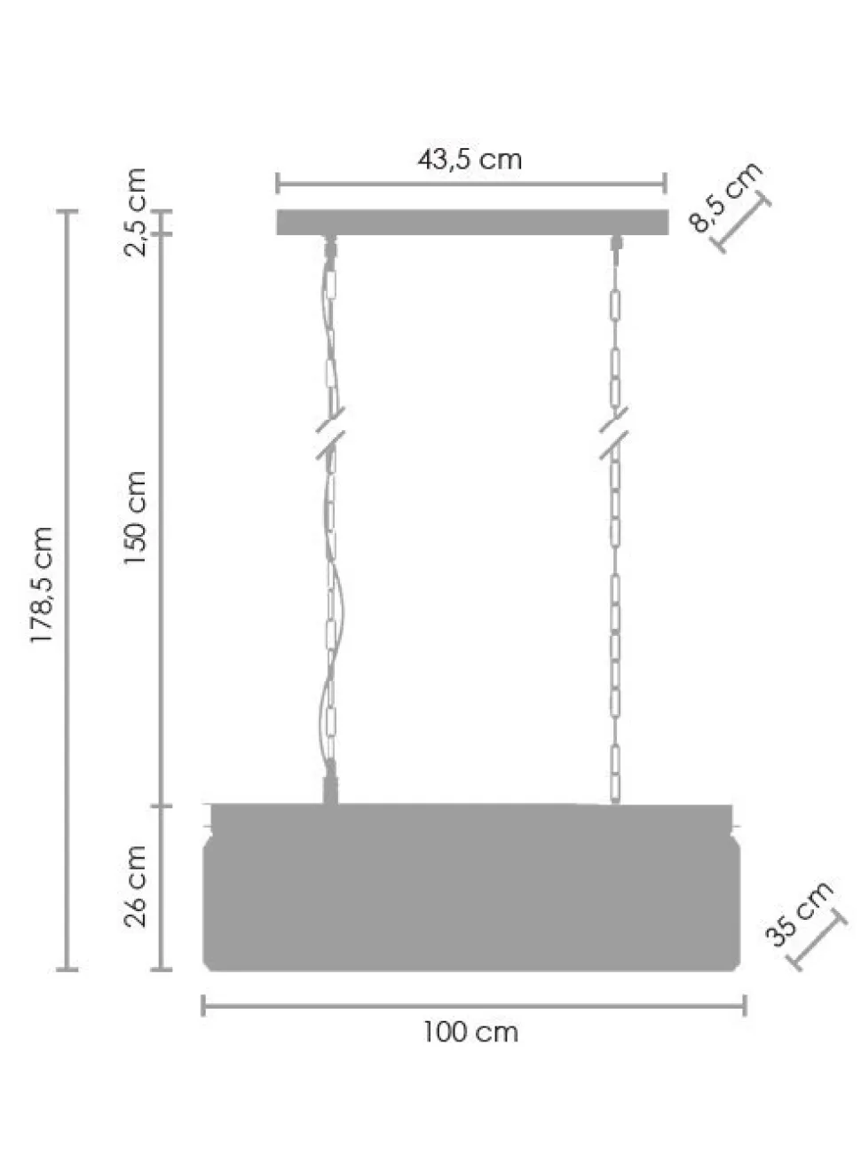 Lampa wisząca SPARKLE SINGLE antracyt szczotkowany 100 cm