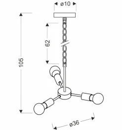 Lampa wisząca Sparta czarny 3x60W E27
