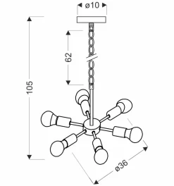 Lampa wisząca Sparta czarny 6x60W E27