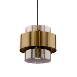 Lampa wisząca Spiega czarny+mosiężny  1x60W E27 klosz dymiony