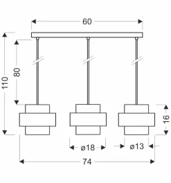Lampa wisząca Spiega czarny+mosiężny  3x60W E27 klosz dymiony