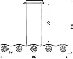 Lampa wisząca Starlet 5x40W G9  chrom/transparent