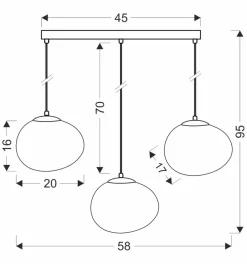 Lampa wisząca STONES czarny 20cm 3x40W  E27 klosz biały