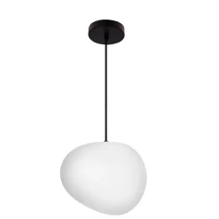 Lampa wisząca STONES czarny 25cm 1x40W  E27 klosz biały