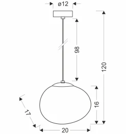Lampa wisząca STONES czarny 20cm 1x40W  E27 klosz biały