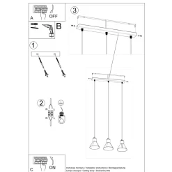 Lampa wisząca TALEJA 3 czarna [E27]