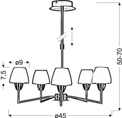 Lampa wisząca Togo 5x40W G9 nikiel mat