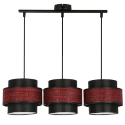 Lampa wisząca Toscana czarny 3x60W E27  abażur bordowy+czarny
