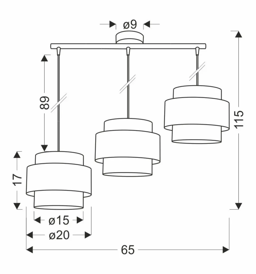 Lampa wisząca Toscana czarny 3x60W E27 abażur bordowy+czarny