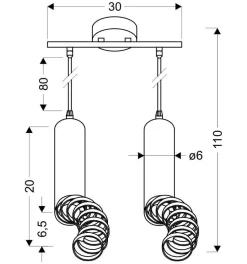 Lampa wisząca Tuba 2x50W GU10 6/30  czarny
