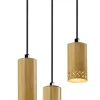 Lampa wisząca Tubo czarny talerz 3x25W  GU10 klosz mix drewniany