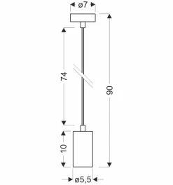 Lampa wisząca Tubo czarny 1x25W GU10  klosz 10cm czarny