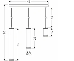 Lampa wisząca Tubo czarny 3x25W GU10  klosz mix drewniany