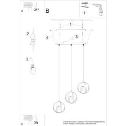 Lampa wisząca TULOS 3L czarna