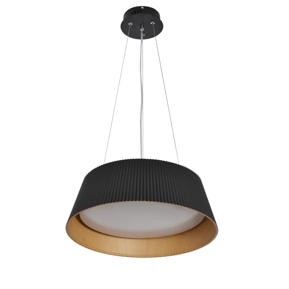 Lampa wisząca Umbria czarno drewniana 1x24W LED klosz biały