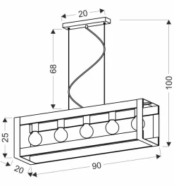Lampa wisząca Varna czarny 5x40W E27  klosz czarny