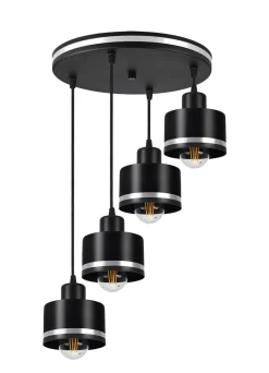 Lampa wisząca Wama czarny 4x40W E27  klosz czarny+srebrny
