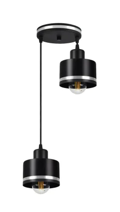 Lampa wisząca Wama czarny 2x40W E27  klosz czarny+srebrny