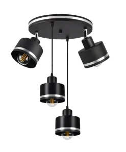Lampa wisząca Wama czarny talerz 4x40W  E27 klosz czarny+srebrny