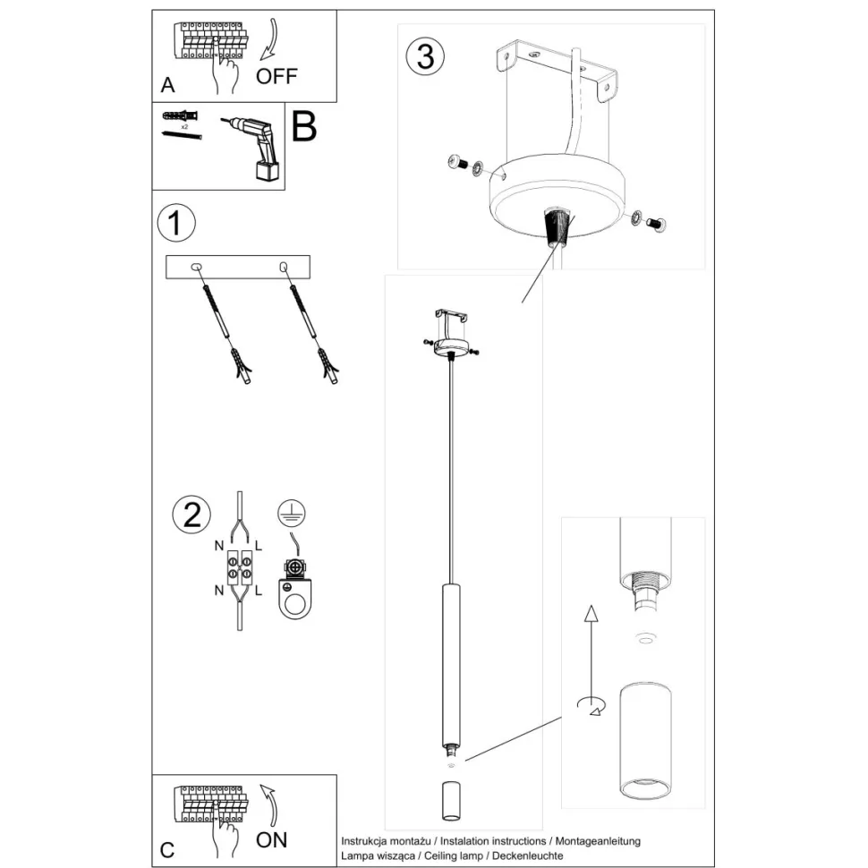 Lampa wisząca WEZYR 1 biała