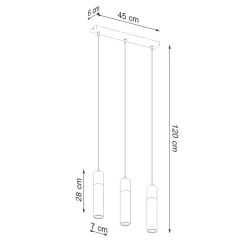 Lampa wisząca ZANE 3 szara