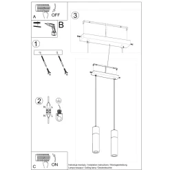 Lampa wisząca ZANE 2 szara