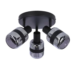 Lampa Yuki lampa plafon czarny matowy  3x15W E14 klosz dymiony