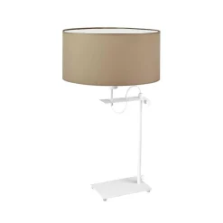 Lampka ALASKA abażur beżowy stelaż biały