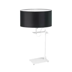 Lampka ALASKA abażur czarny stelaż biały